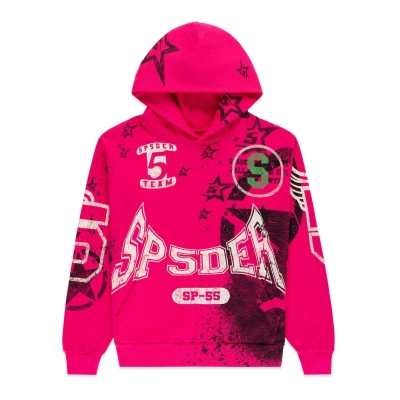 Sp5der Stencil Hoodie Pink EG 976 01