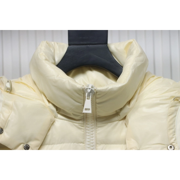 Moncler Andro Removable Hooded Short Down Jacket Creamy White