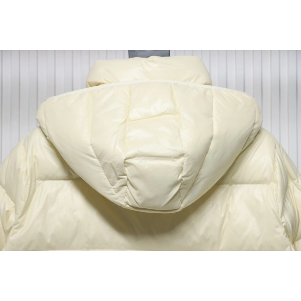 Moncler Andro Removable Hooded Short Down Jacket Creamy White