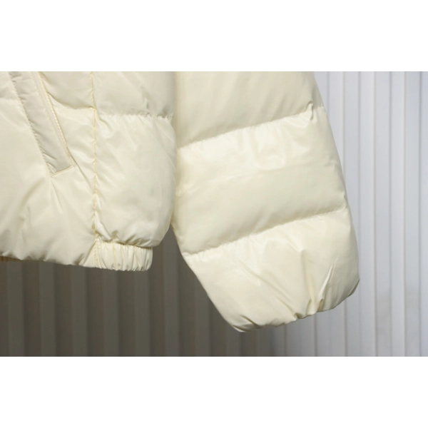 Moncler Andro Removable Hooded Short Down Jacket Creamy White