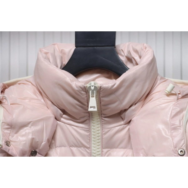 Moncler Andro Removable Hooded Short Down Jacket Light Pink