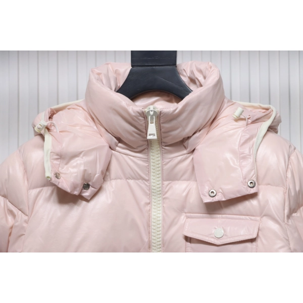Moncler Andro Removable Hooded Short Down Jacket Light Pink