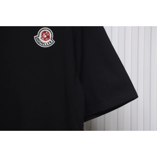 Moncler Embroidered Logo Cotton T-shirt Black