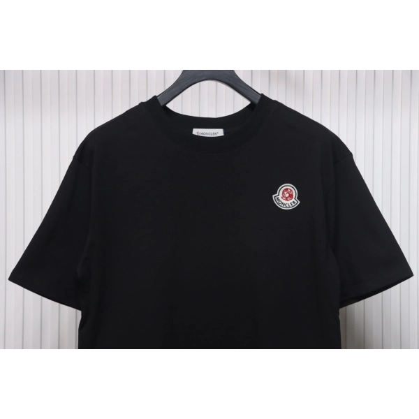 Moncler Embroidered Logo Cotton T-shirt Black
