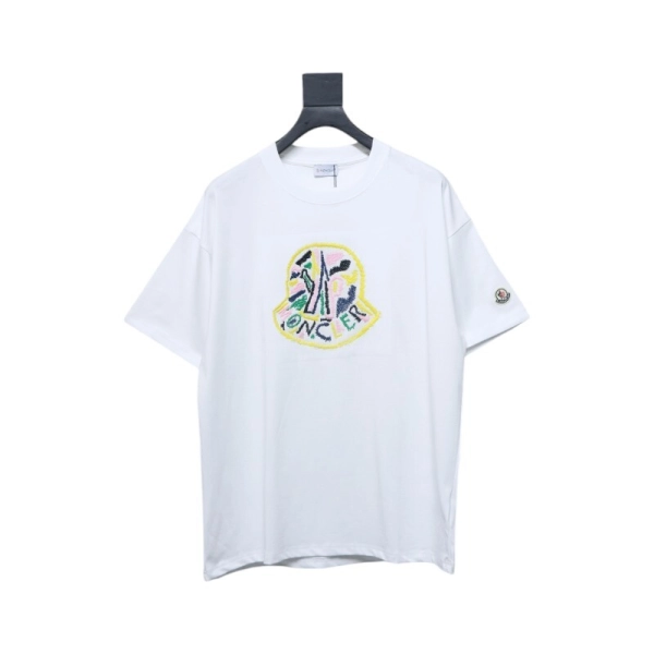 Moncler Embroidered Logo Cotton T-shirt White