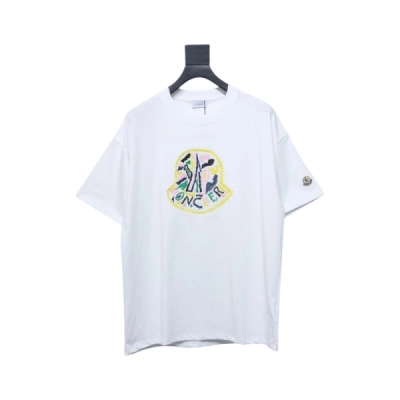 Moncler Embroidered Logo Cotton T-shirt White 01
