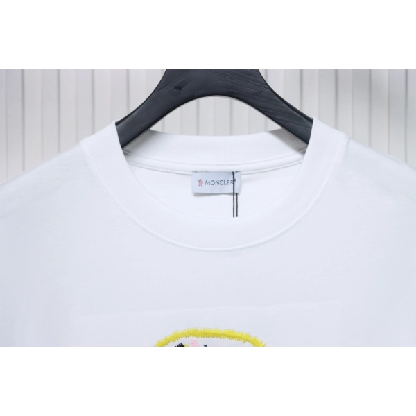 Moncler Embroidered Logo Cotton T-shirt White