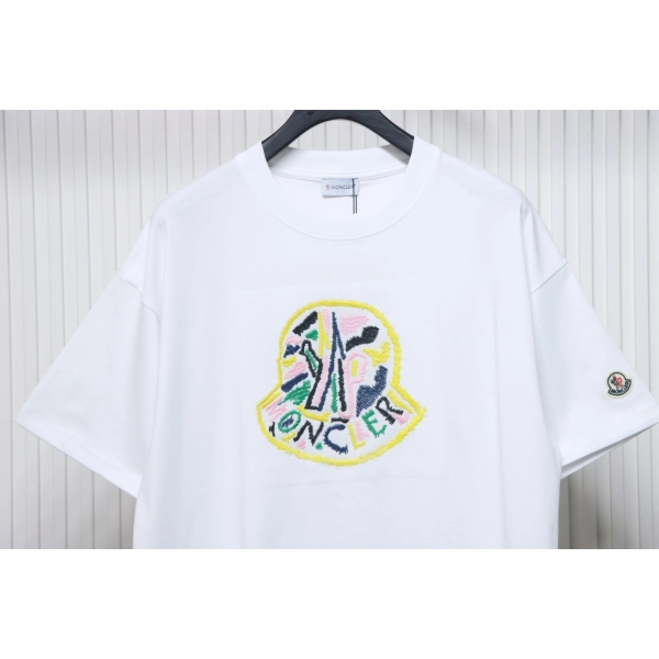 Moncler Embroidered Logo Cotton T-shirt White