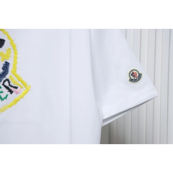 Moncler Embroidered Logo Cotton T-shirt White