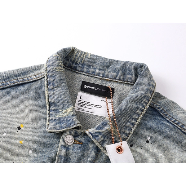 Purple Brand Personality Hotfix Rhinestone Casual Denim Jackets #6019