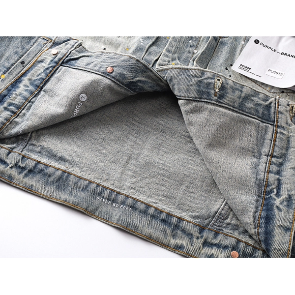 Purple Brand Personality Hotfix Rhinestone Casual Denim Jackets #6019