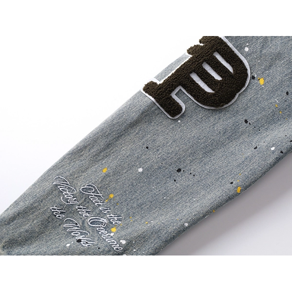 Purple Brand Personality Hotfix Rhinestone Casual Denim Jackets #6019