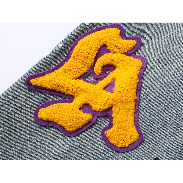 Purple Brand Personality Hotfix Rhinestone Casual Denim Jackets #6019