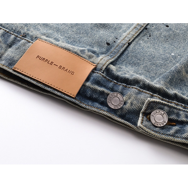 Purple Brand Personality Hotfix Rhinestone Casual Denim Jackets #6019