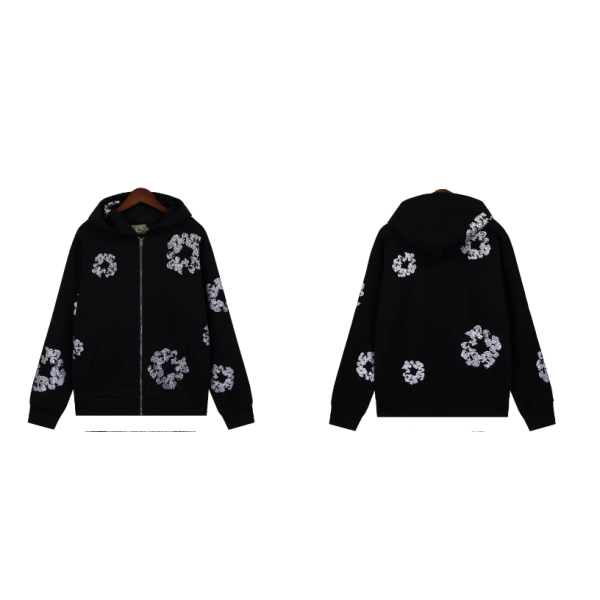 Denim Tears Cashmere Swarovski Cotton Wreath Zip Hoodie & Sweatpant Set #6030-8208 Black Silver