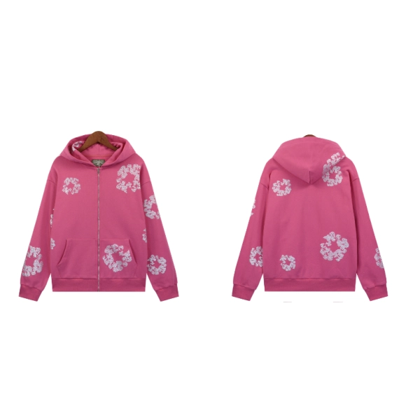 Denim Tears Cashmere Swarovski Cotton Wreath Zip Hoodie & Sweatpant Set #6030-8208 Pink