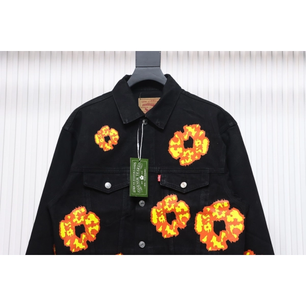 Denim Tears Washed Flame Denim Jacket Black