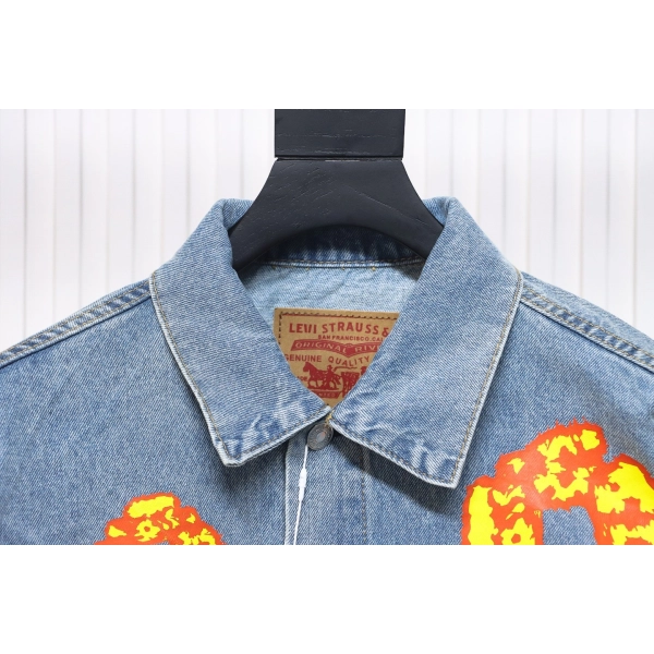 Denim Tears Washed Flame Denim Jacket Blue