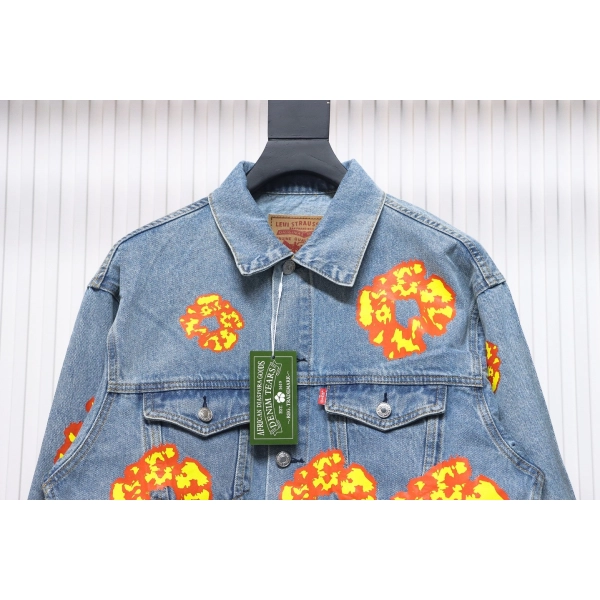 Denim Tears Washed Flame Denim Jacket Blue
