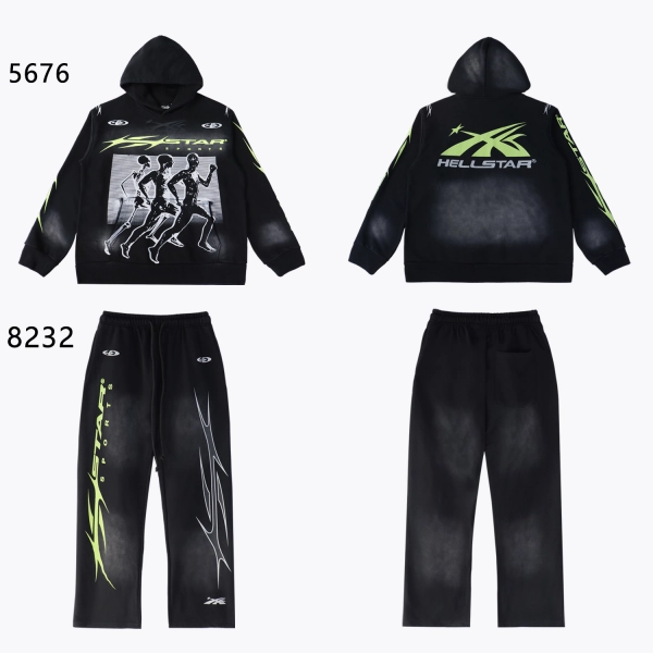 Hellstar Sports Hoodie & Sweatpants Set Black Green #5676-8232