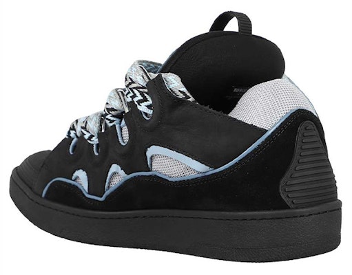 Lanvin Mixed Material Curb Sneakers Black/Blue