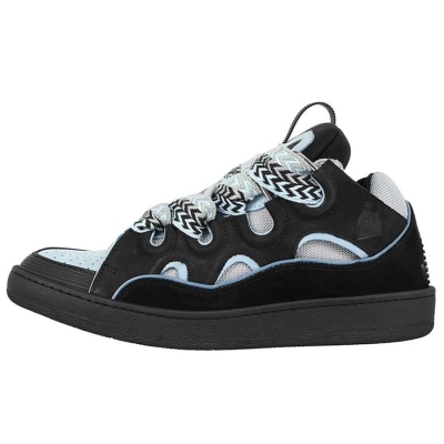 Lanvin Mixed Material Curb Sneakers Black/Blue 01
