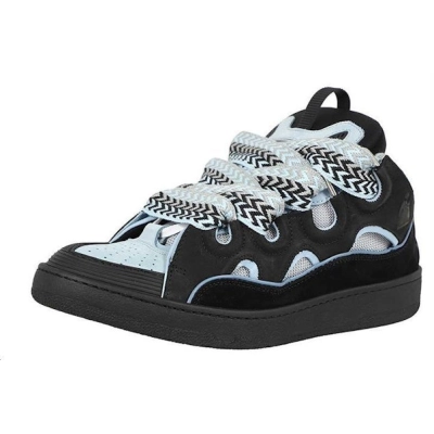 Lanvin Mixed Material Curb Sneakers Black/Blue 02