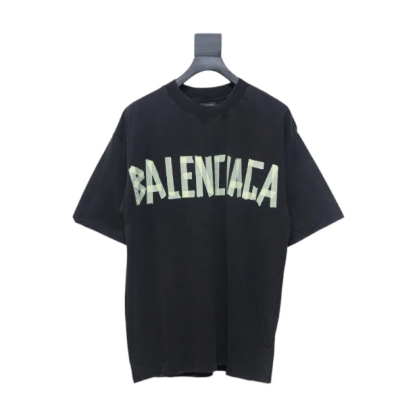 Balenciaga Masking Tape T-shirt Black + Purple Brand Fashion Jeans YZ072449