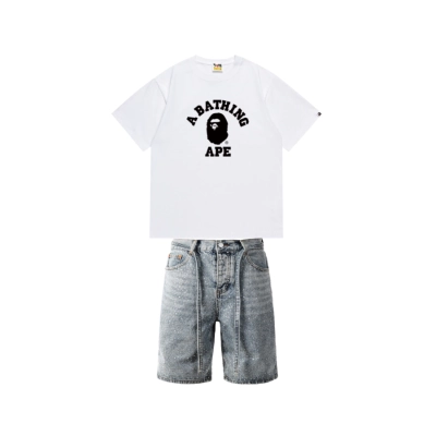 Bape T-shirt 134 + Purple Brand Denim Shorts K0510 01