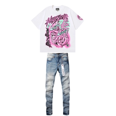 Hellstar T-shirt 505 + Purple Brand Fashion Jeans YZ072447 01