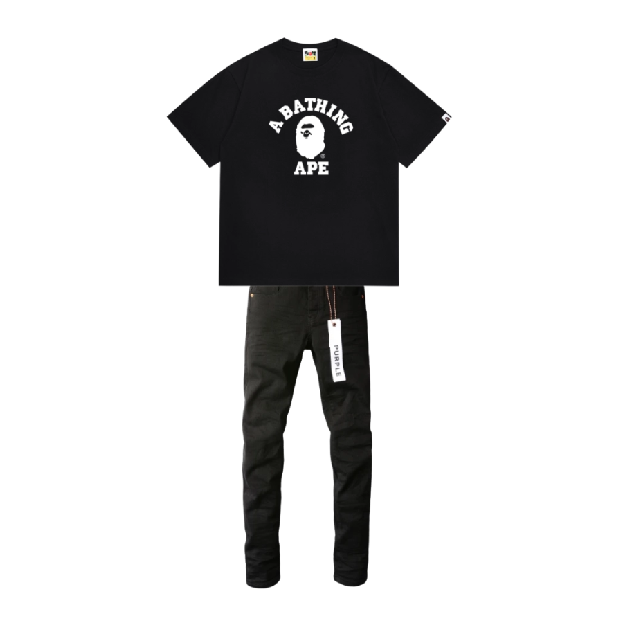 Bape T-shirt 134 + Purple Brand Fashion Jeans YZ072449