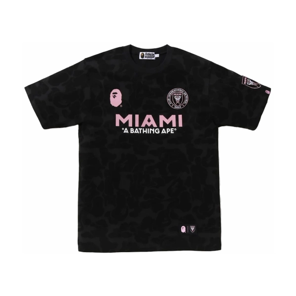 BAPE x Inter Miami CF Camo Tee Black T-shirt + Purple Brand Fashion Jeans YZ072449