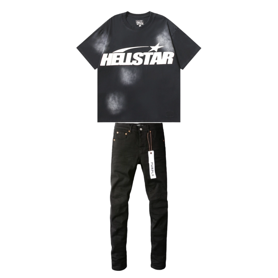 Hellstar T-shirt 613 + Purple Brand Fashion Jeans YZ072449