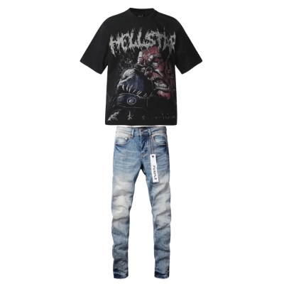 Hellstar T-Shirt (NFC) EG1103 + Purple Brand Fashion Jeans YZ072447 01