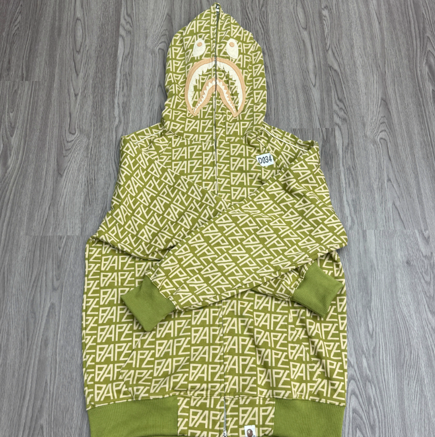 A BATHING APE (BAPE) Shark Full Zip Hoodie Green