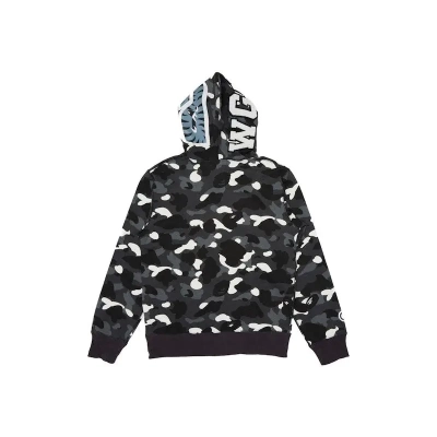 A BATHING APE City Camo Shark Full Zip Hoodie Black Grey 01