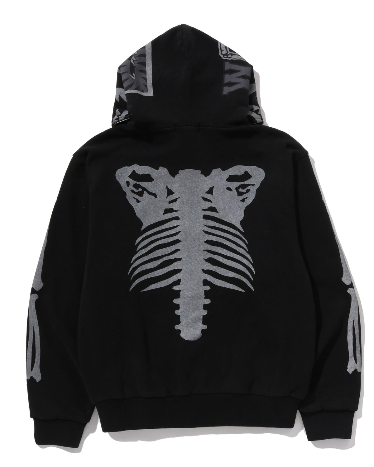 A BATHING APE Men Zip Throughs Skeleton Shark Heavy Washed Cropped Fit Full Zip Hoodie