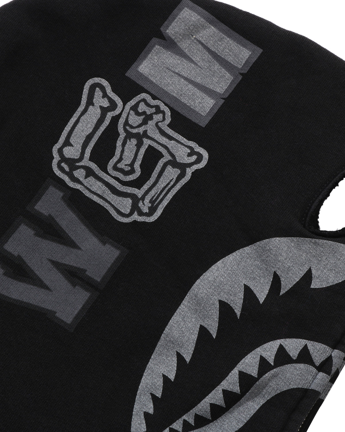 A BATHING APE Men Zip Throughs Skeleton Shark Heavy Washed Cropped Fit Full Zip Hoodie