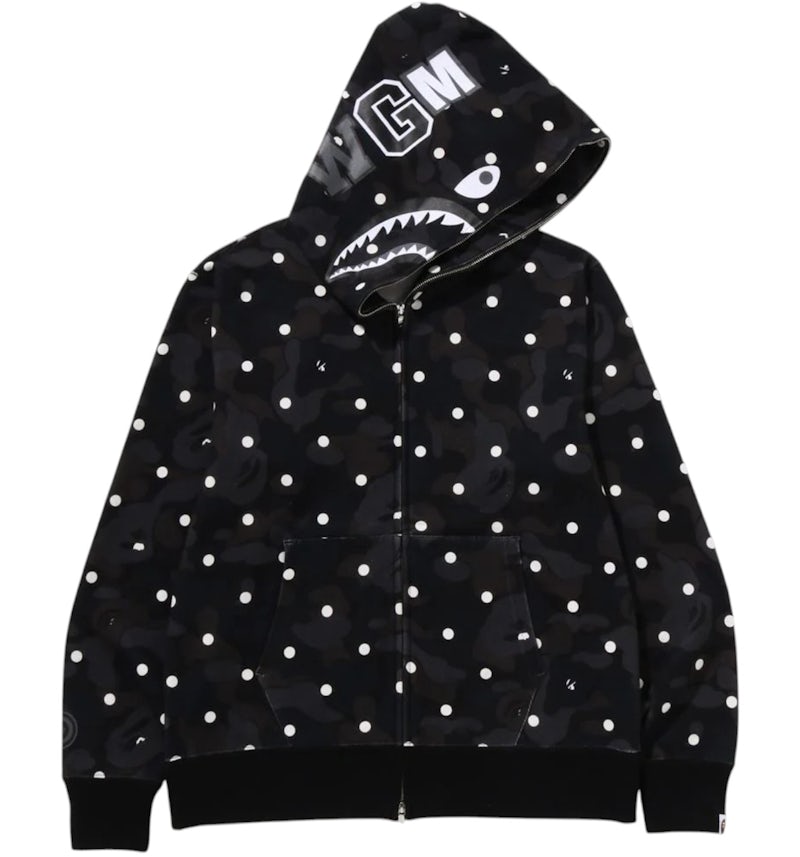 BAPE ABC Dot Shark Full Zip Hoodie Black