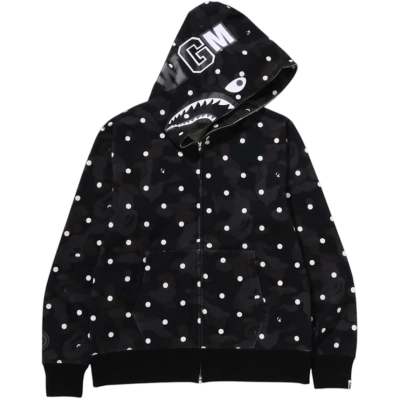 BAPE ABC Dot Shark Full Zip Hoodie Black 01