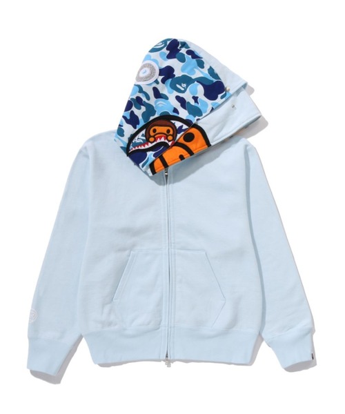 BAPE MILO SHARK FULL ZIP DOUBLE HOODIE Blue