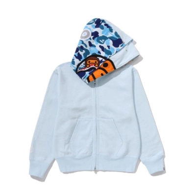 BAPE MILO SHARK FULL ZIP DOUBLE HOODIE Blue 01
