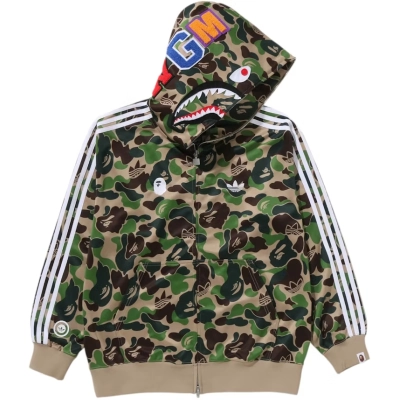 BAPE x adidas Relaxed Fit Track Camo Shark Full Zip Hoodie Green  01