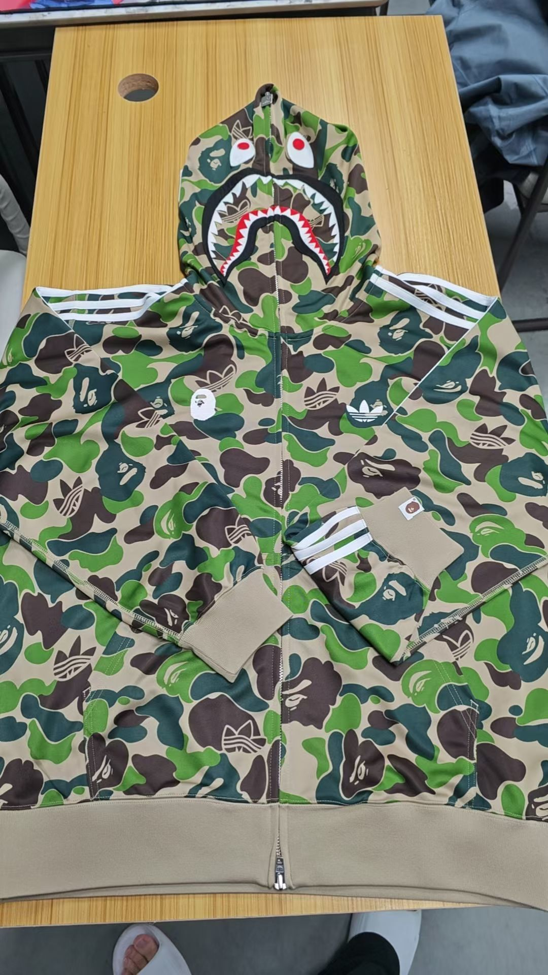 BAPE x adidas Relaxed Fit Track Camo Shark Full Zip Hoodie Green 