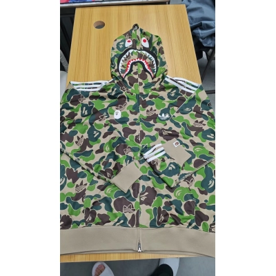 BAPE x adidas Relaxed Fit Track Camo Shark Full Zip Hoodie Green  02