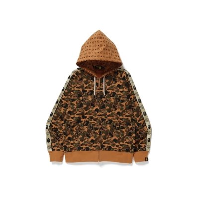 BAPE x MCM Camo Zip Hoodie Brown Men's 01