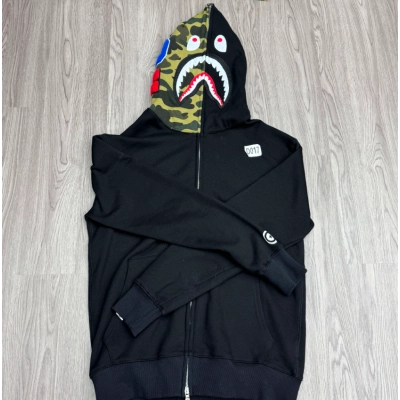 A Bathing Ape (BAPE) ABC Camo Separate Shark Full Zip Hoodie Black 01