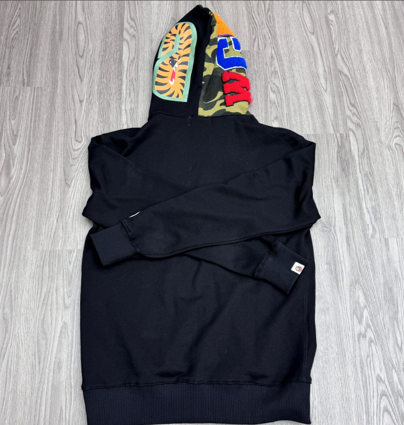 A Bathing Ape (BAPE) ABC Camo Separate Shark Full Zip Hoodie Black