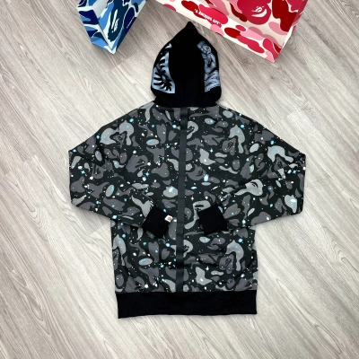 A Bathing Ape (BAPE) Space Camo Shark WGM Full-Zip Hoodie Black 02