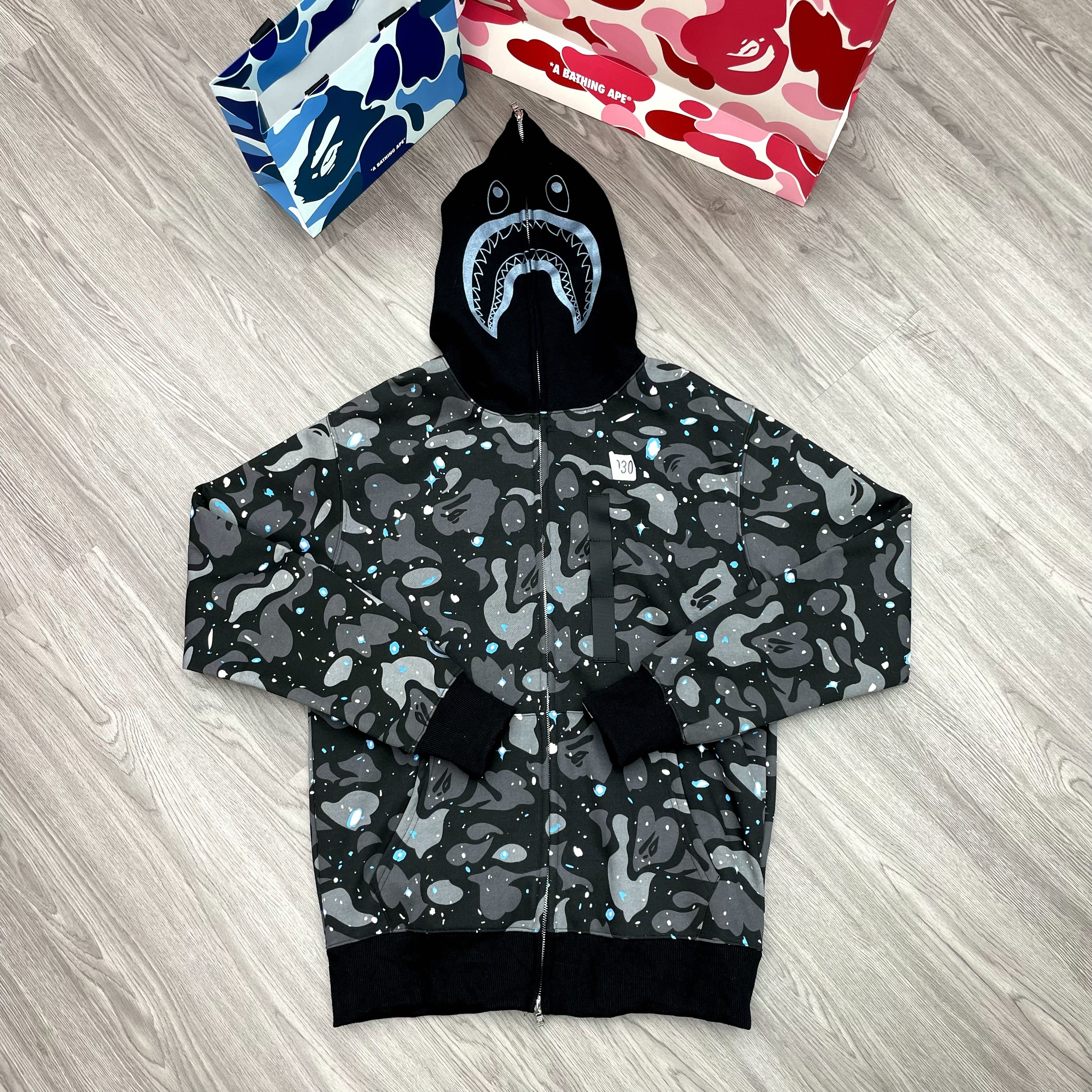 A Bathing Ape (BAPE) Space Camo Shark WGM Full-Zip Hoodie Black
